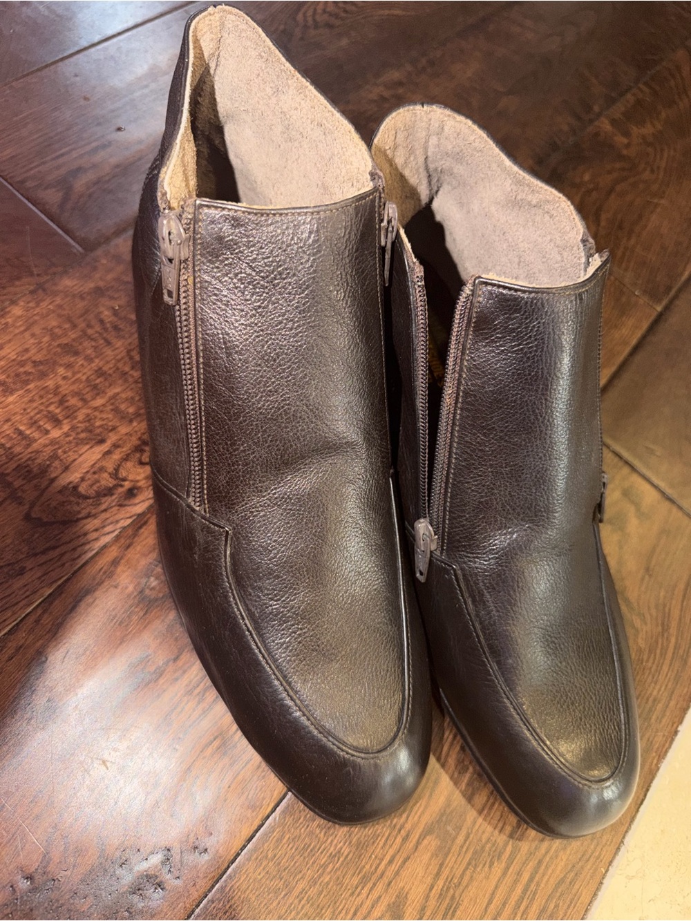 Genuine Leather Dark Brown Chukka Boots with Side Zips